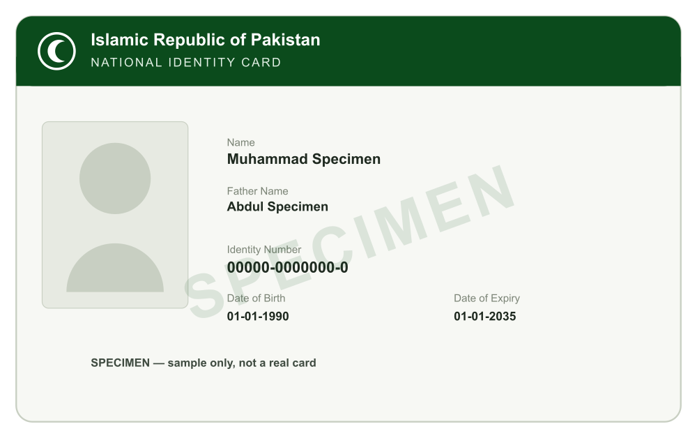 Pakistani CNIC — sender — sample